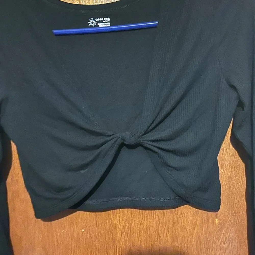 Stylish offline by aerie Black Long Sleeve Top- size M - Picture 4 of 5